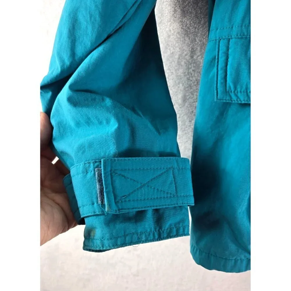 LL Bean Windbreaker Jacket Team M Ski Hidden Hood Pockets All Seasons Vtg Coat